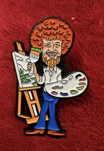 Bob ross enamel pin - ross, pbs