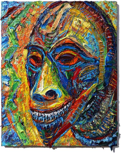 African mask oil painting - african,